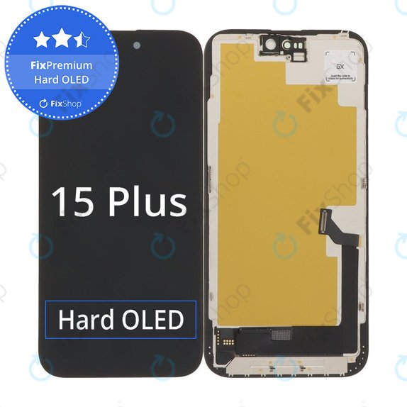 Displej Hard OLED pro iPhone 15 Plus, Dotykové sklo s rámem, FixPremium