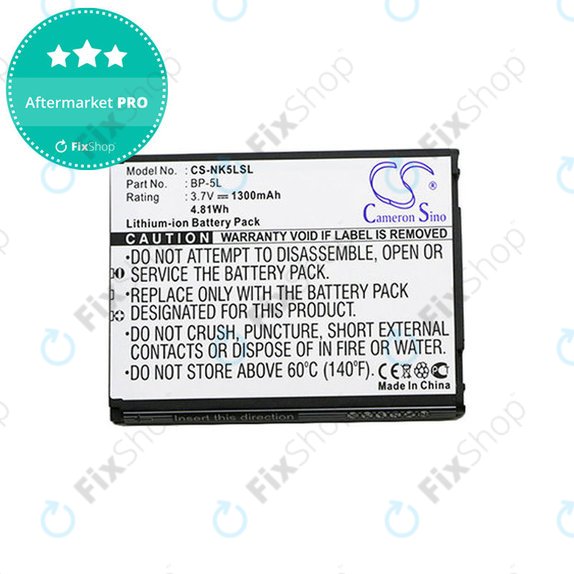 Baterie pro Nokia 7710, 9500, E61, E62, N92, N800, 1300mAh, Li-Ion, 3.7V, BP-5L, HQ
