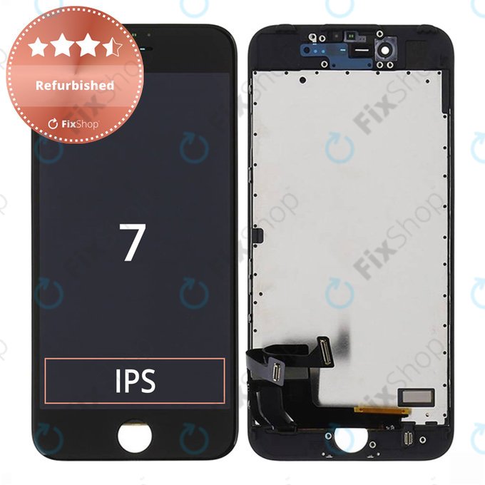 Displej pro iPhone 7, Black, Dotykové sklo s rámem, Refurbished