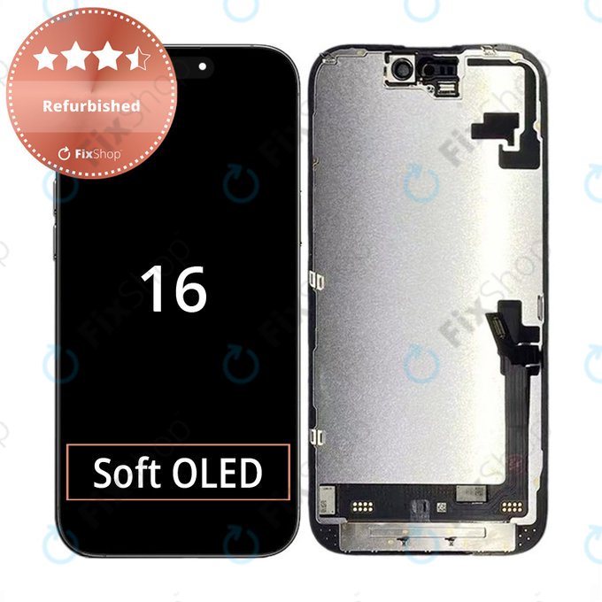 Displej pro iPhone 16, Dotykové sklo s rámem, Refurbished