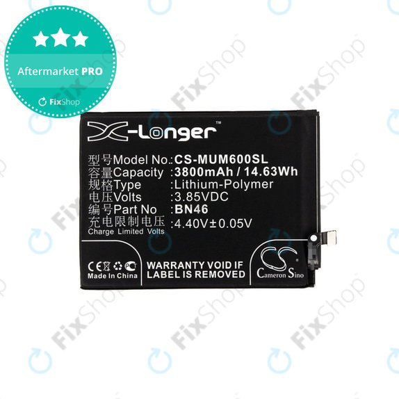 Baterie pro Xiaomi Redmi Note 8T, 3800mAh, Li-Pol, 3.85 V, BN46, HQ