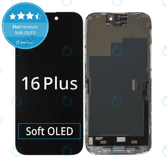 Displej Soft OLED pro iPhone 16 Plus, Dotykové sklo s rámem, DIAGNOSTIC