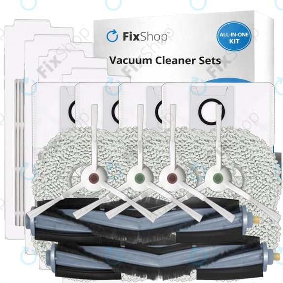 Sada náhradních dílů pro Ecovacs T20, T20 Max, T20 Pro (2x Hlavní kartáč, 4x Filtr, 4x Boční kartáč – bílý, 8x Mopovací útěrka, 4x Sáček na prach)