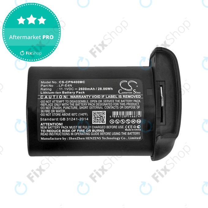 Baterie pro Canon 1D Mark 3, EOS-1D MarkIII, Mr-14ex, 2600mAh, Li-Ion, 11.1V, LP-E4N, HQ
