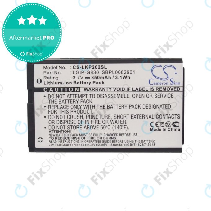 Baterie pro LG KG120, 850mAh, Li-Ion, 3.7V, LGIP-G830, HQ