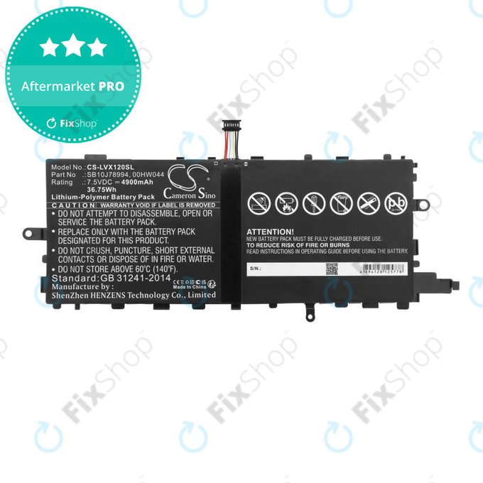 Baterie pro Lenovo Thinkpad X1 Tablet, 4900mAh, Li-Pol, 7.5V, SB10J78994, HQ