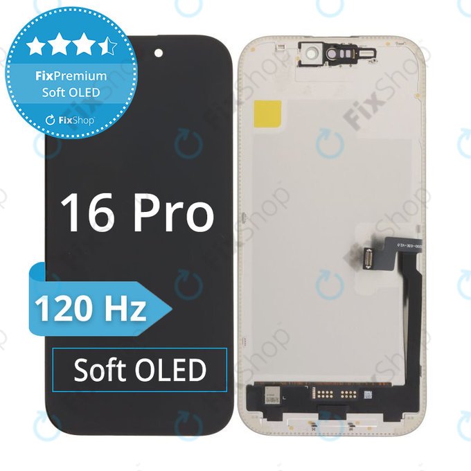 Displej Soft OLED pro iPhone 16 Pro, Dotykové sklo s rámem, DIAGNOSTIC