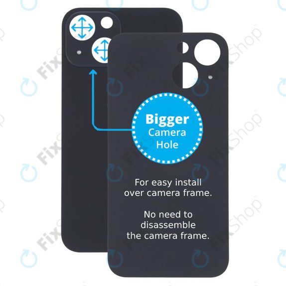 Apple iPhone 13 Mini - Sklo Zadního Housingu se Zvětšeným Otvorem na Kameru (Midnight)