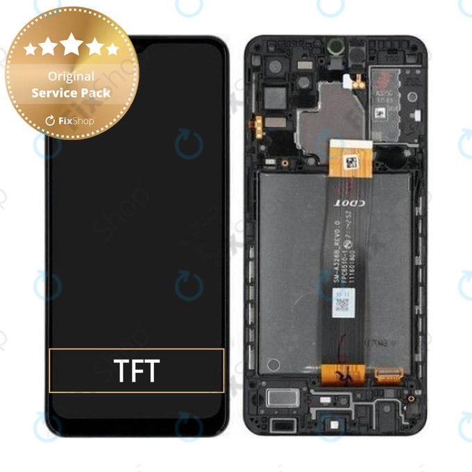 Samsung Galaxy A32 5G A326B - LCD Displej + Dotykové Sklo + Rám (Awesome Black) - GH82-25121A, GH82-25122A Genuine Service Pack