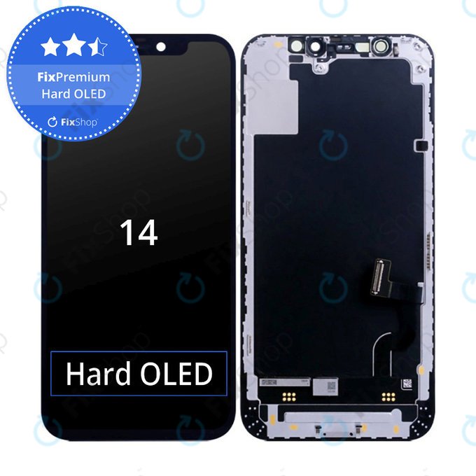 Displej Hard OLED pro iPhone 14, Dotykové sklo s rámem, FixPremium