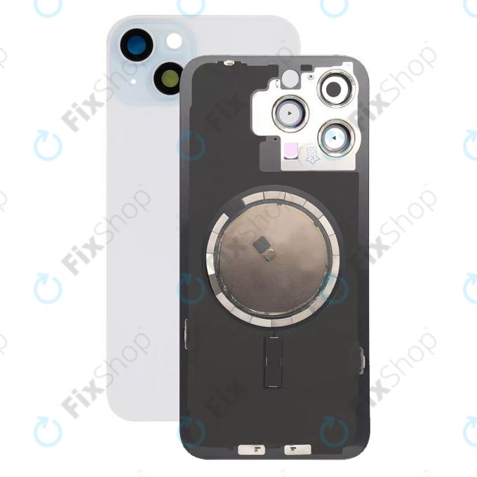 Apple iPhone 15 Plus - Sklo Zadního Housingu + Sklíčko Kamery + Kovová Destička + Magsafe Magnet (Blue)