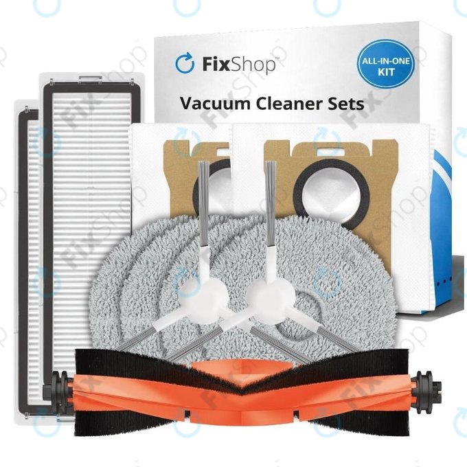 Sada náhradních dílů pro Xiaomi Robot Vacuum X10 (1x Hlavní kartáč, 2x Filtry, 2x Boční kartáče, 2x Mopovací utěrky, 2x Prachové sáčky)