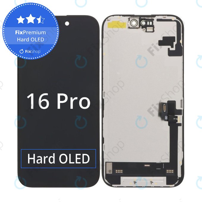 Displej Hard OLED pro iPhone 16, Dotykové sklo s rámem, FixPremium