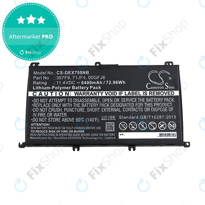 Baterie pro Dell Inspirion 15, 6400mAh, Li-Pol, 11.4V, 357F9, HQ