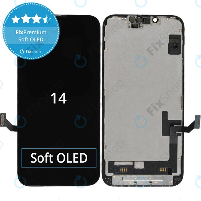 Displej Soft OLED pro iPhone 14, Dotykové sklo s rámem, FixPremium