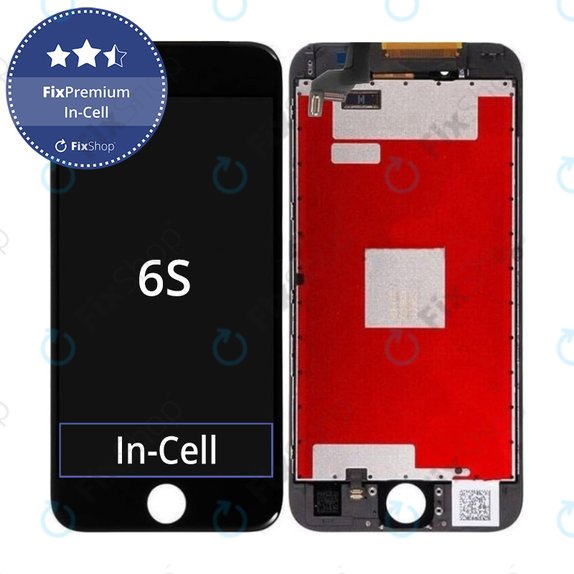 Displej In-Cell pro iPhone 6S, Black, Dotykové sklo s rámem, FixPremium