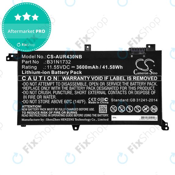 Baterie pro Asus VivoBook S14, S430FA, 3600mAh, Li-Ion, 11.55V, B31N1732, HQ