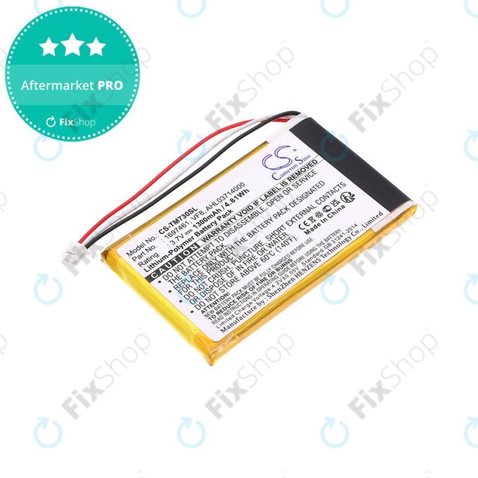 Baterie pro TomTom Go 530 Live, 630T, 720, 730T, 930T, 1697461, Li-Polymer, 3.7V, 1300mAh, HQ