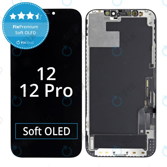 Displej Soft OLED pro iPhone 12, 12 Pro, Dotykové sklo s rámem, FixPremium
