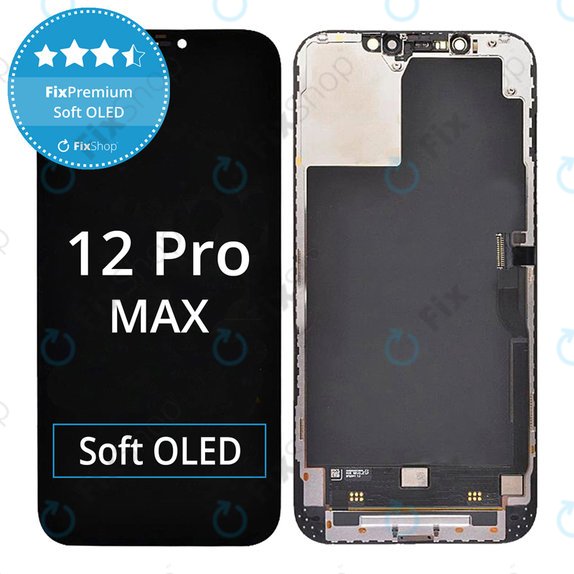 Displej Soft OLED pro iPhone 12 Pro Max, Dotykové sklo s rámem, FixPremium