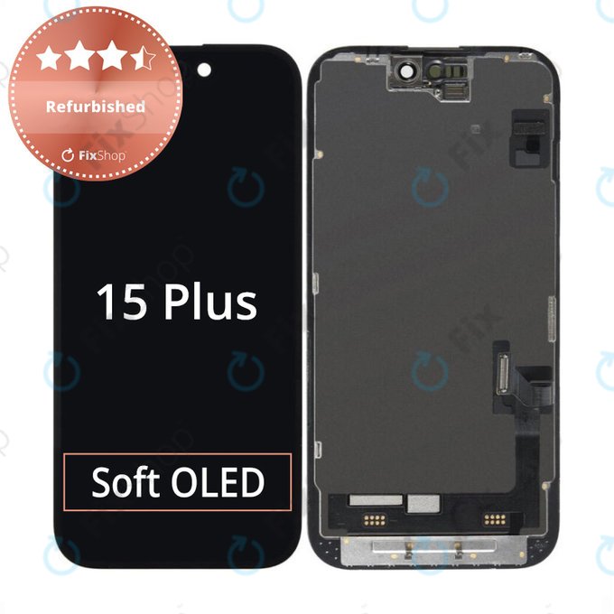 Displej pro iPhone 15 Plus, Dotykové sklo s rámem, Refurbished